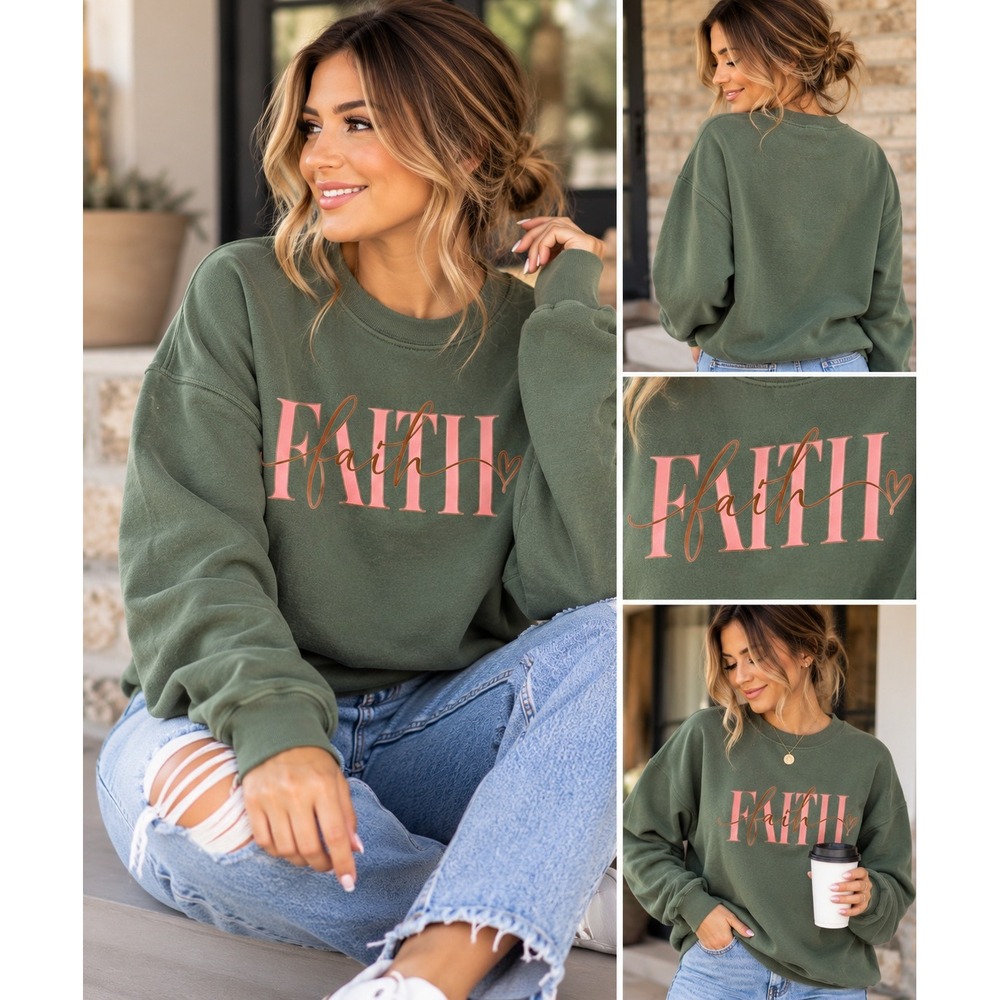 Three Blessings Apparel- Faith Sweatshirt Pullover- Large (Unisex)